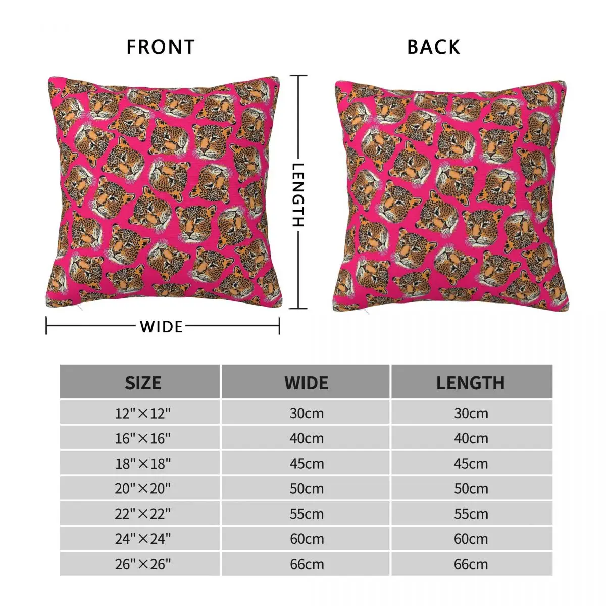 Leopard Heads Hot Pink Square Pillowcase Polyester Linen Velvet Creative Zip Decor Throw Pillow Case Sofa 45x45