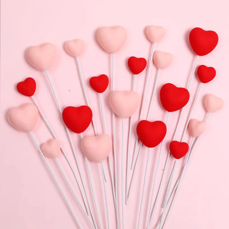 

5pcs Valentine's Day Theme Cake Decor Love Heart Style Kids Birthday Wedding Celebration Party Romantic DIY Cake Decoration