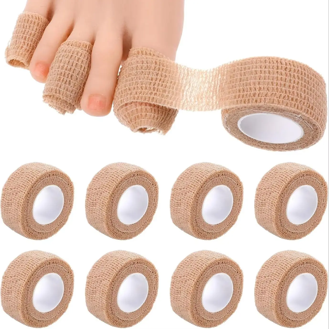 8 Rolls Big Toe Protectors Bandage,Self Adhesive Toe Covers Guards for Men Women Runners Pain Relief Broken Little Toenail Tape