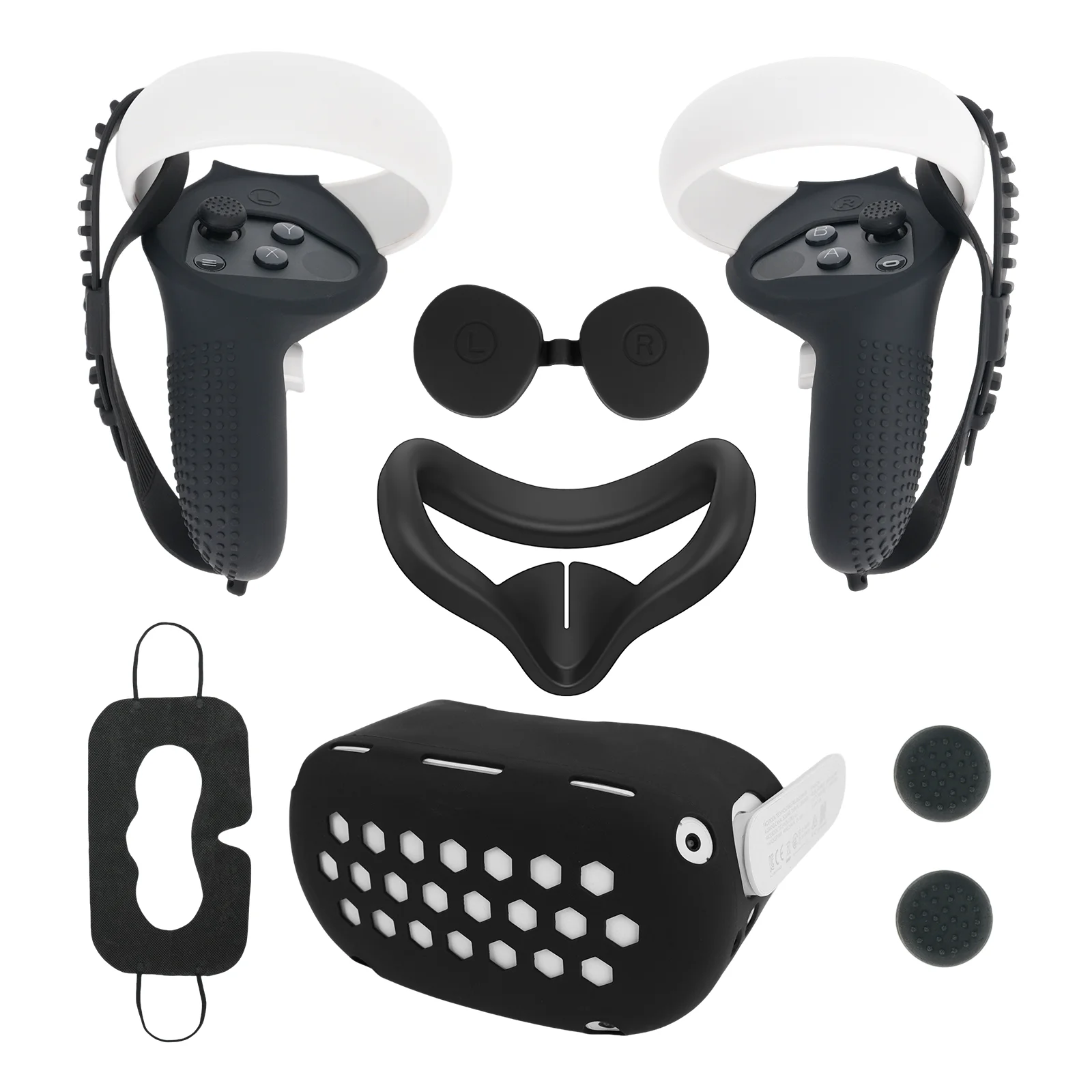 

Аксессуары 8 в 1 для Oculus Quest 2, чехол для лица, ручки контроллера Quest 2, силиконовые чехлы для линз VR, чехол для корпуса VR