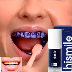 Hismile-Corrector de dientes púrpura, pasta de dientes blanqueadora efectiva, Mousse de limpieza bucal, pasta de dientes blanqueadora