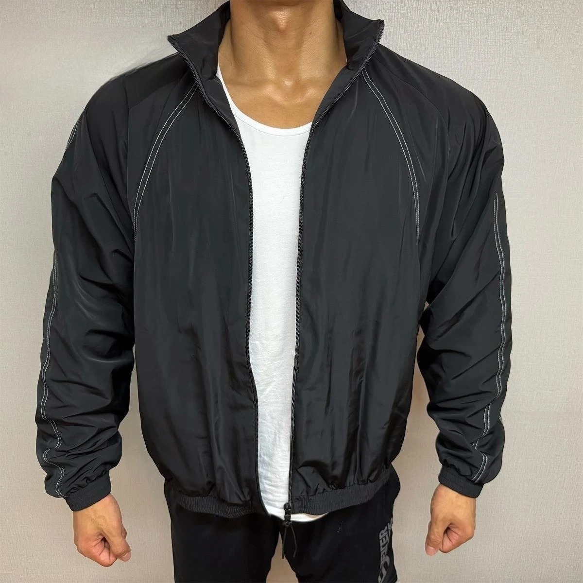 

New Men's Embroidery American Sport Casual Jacket Summer Protective Long Sleeve Zipper Loose Fit Woven Coat Shark