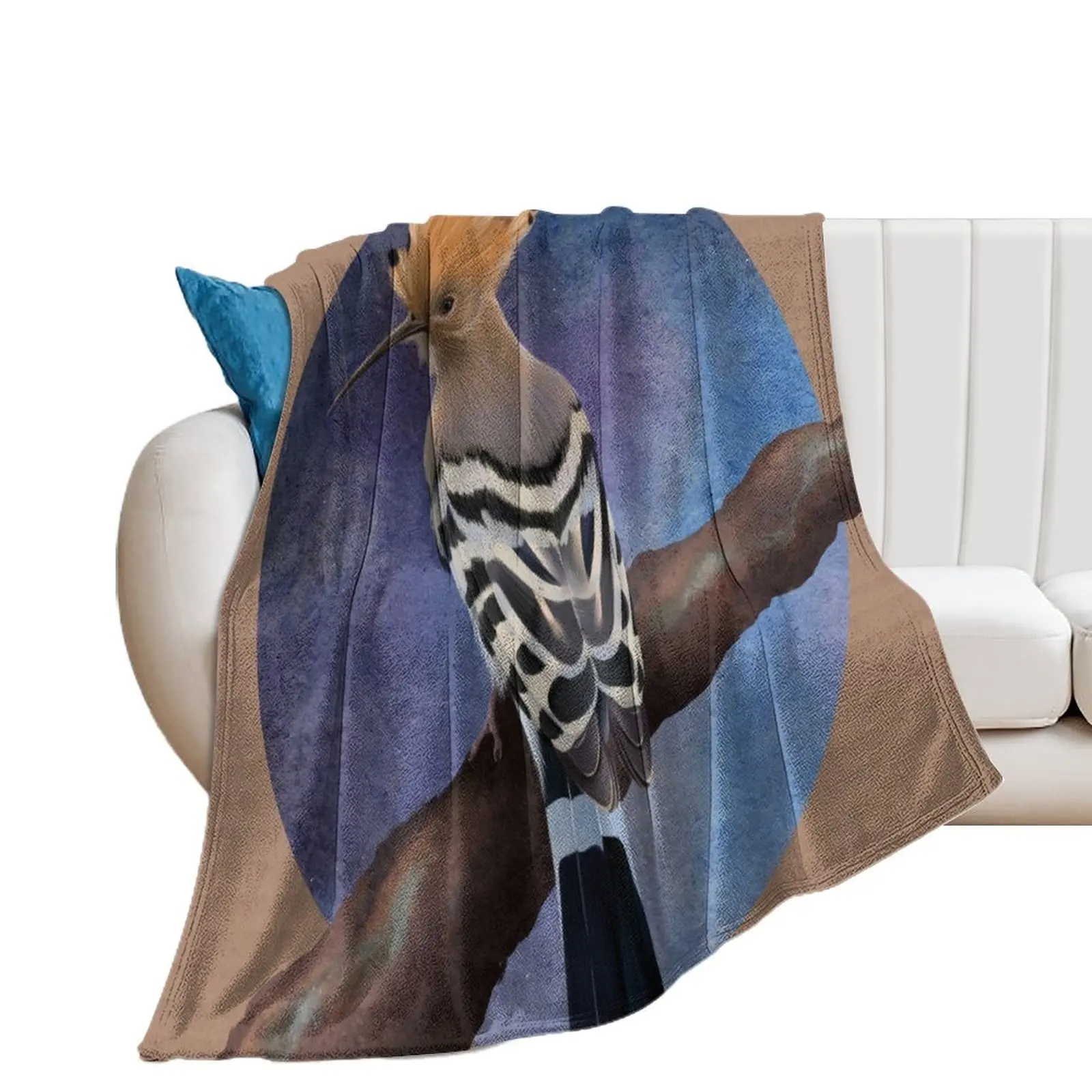 

Eurasian Hoopoe bird background illustration Throw Blanket Moving Luxury Brand Blankets