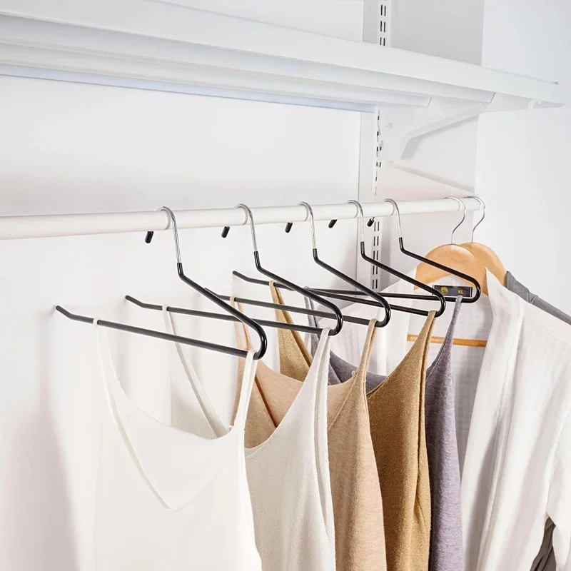 10/5Pcs Home Metal Pants Hangers, Non Slip Open Ended Slacks Pants Hangers, Black Trouser and Jean Hanger for Closet