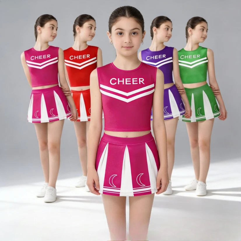 

Новый стильный костюм чирлидерши 2026 года для спортивных мероприятий, соревнований, танцевальных выступлений, школьных вечеринок и сценических шоу