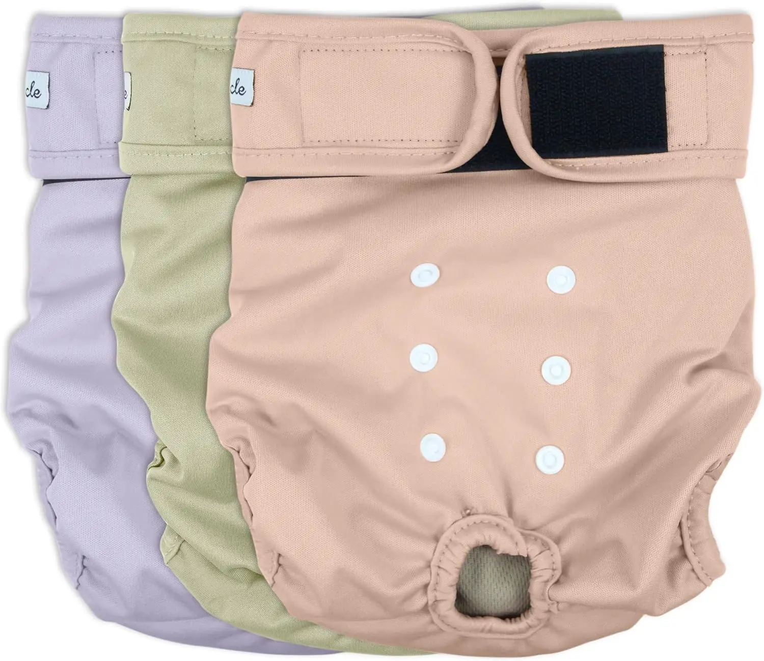 

Reusable Female Dog Diapers for Heat and Incontinence, Adjustable Snaps, Pink, Large