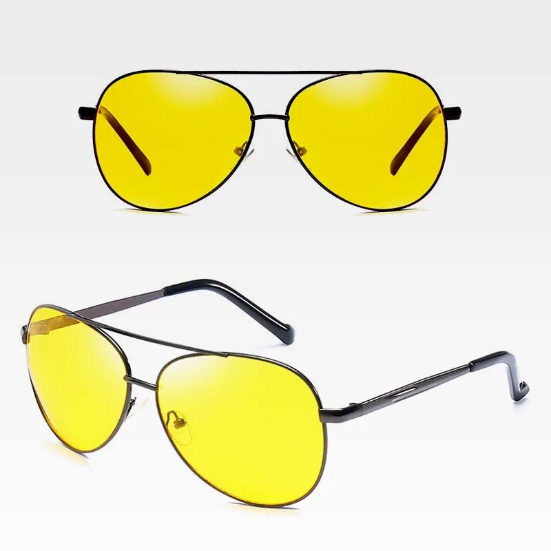 Night Vision Sunglasses for Men Anti-glare Metal Frame Double Beams Glasses Male Fashion Polarized Hiking Driving Goggles UV400