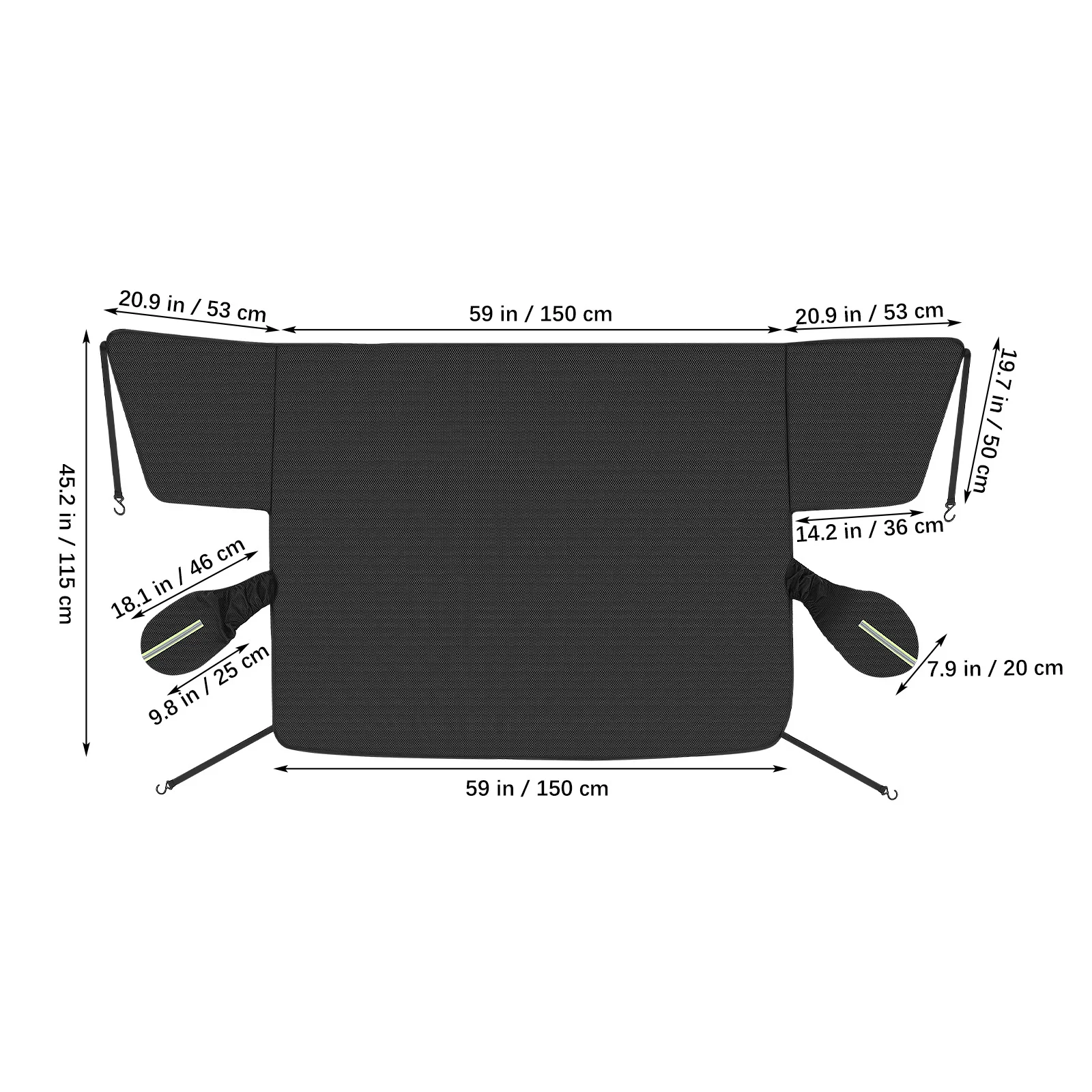 غطاء زجاج السيارة الأمامي من قماش أكسفورد مناسب لجميع الأحوال الجوية وواقي الثلج والثلج العالمي وسهل التركيب وإكسسوارات الشتاء