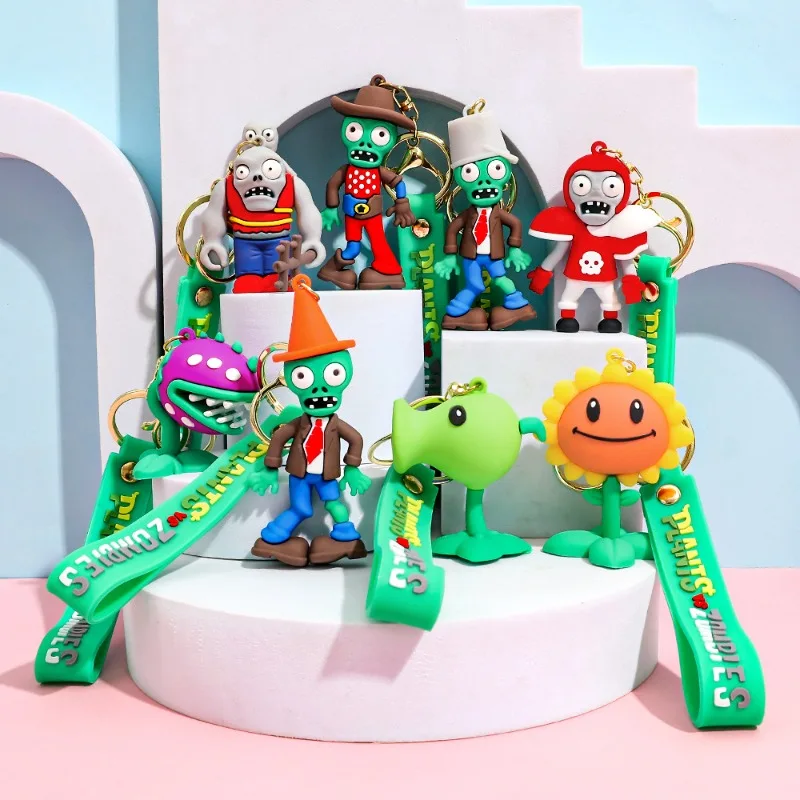 

New Hot Plants Vs. Zombies Doll Key Chain Pendant Men's and Women's Bags Car Key Chain Lovers Creative Small Gifts
