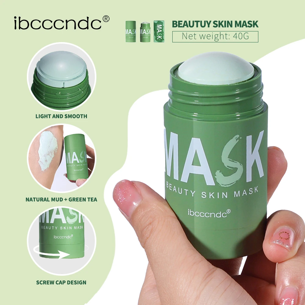 40g Face Clean Mask Green Tea Extract Cleansing Stick Deep Moisturizing Remove Blackhead Film Smear Refreshing Oil Control Mask