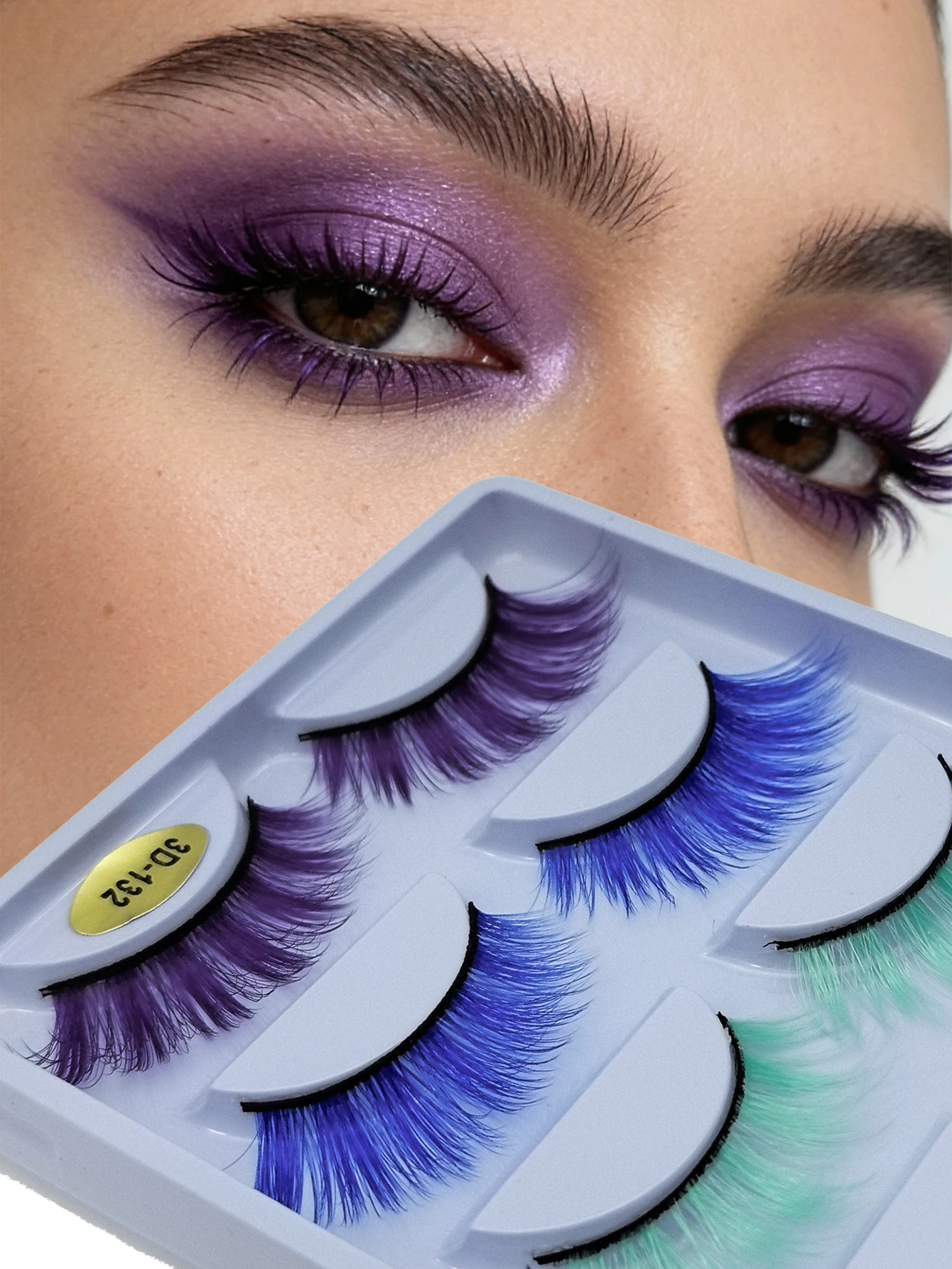 3D Color Play Makeup Kit 5 Pairs - Mixed Natural Thick False Lashes with Exaggerated D-Curl Design, Effortlessly Achieve Stage-L