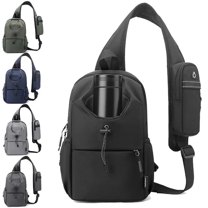 Men's Oxford Fabric Water Repellent Shoulder Chest Bag with Large Capacity for Commuting and Crossbody  sling bag 가방 chest bags
