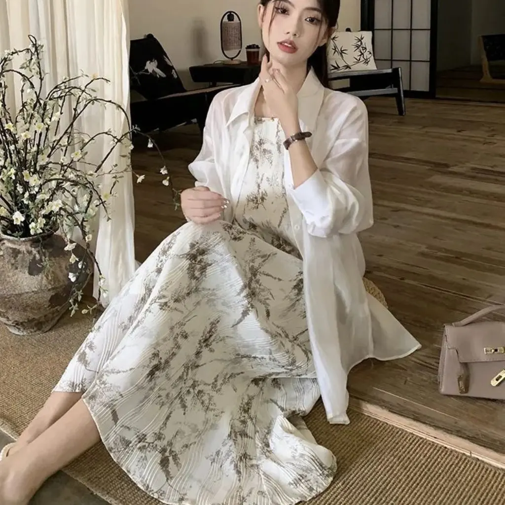 

Women's Chiffon Sunscreen Coat Tulle Outer Wear Anti-UV Split Shirt Coat for Spring Summer Autumn New