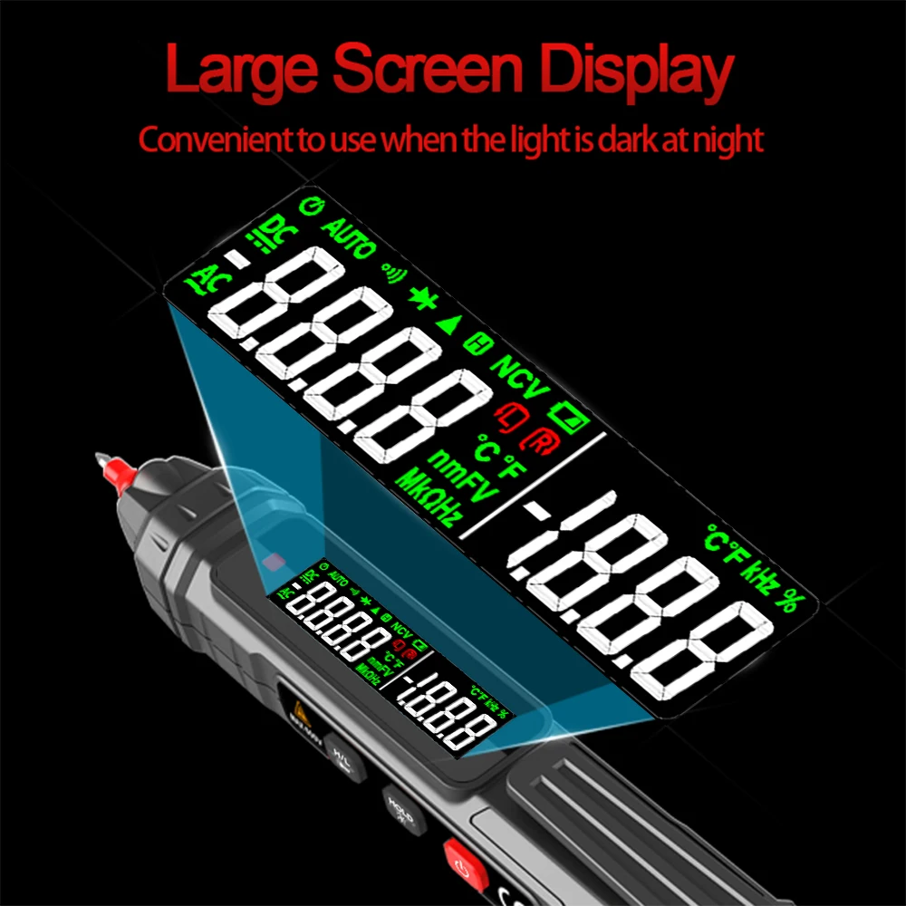 Imagem -02 - Multímetro Digital Inteligente Alta Precisão Caneta Detector de Tensão Alcance Automático Ncv Capacitância Ohm Tester 6000 Contagens sem Contato Novo