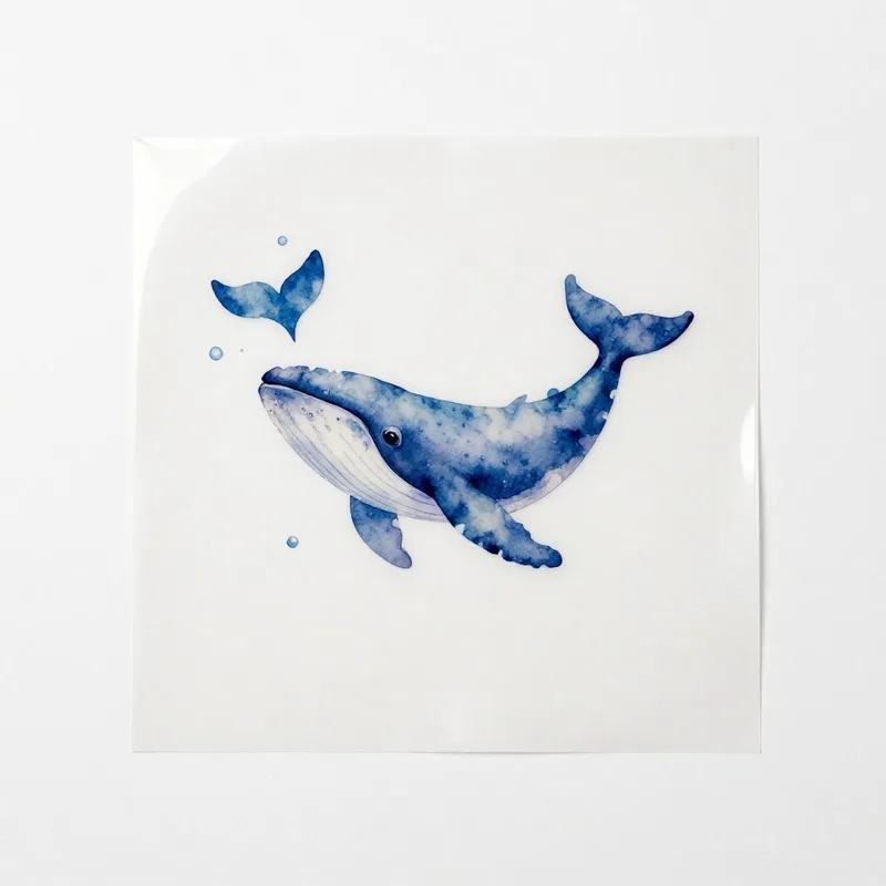 Watercolor Whale Heat Transfer Vinyl HTV Iron On Patch DIY Clothing Decal Transfer Film for T-Shirt and Bags for Scrapbooking