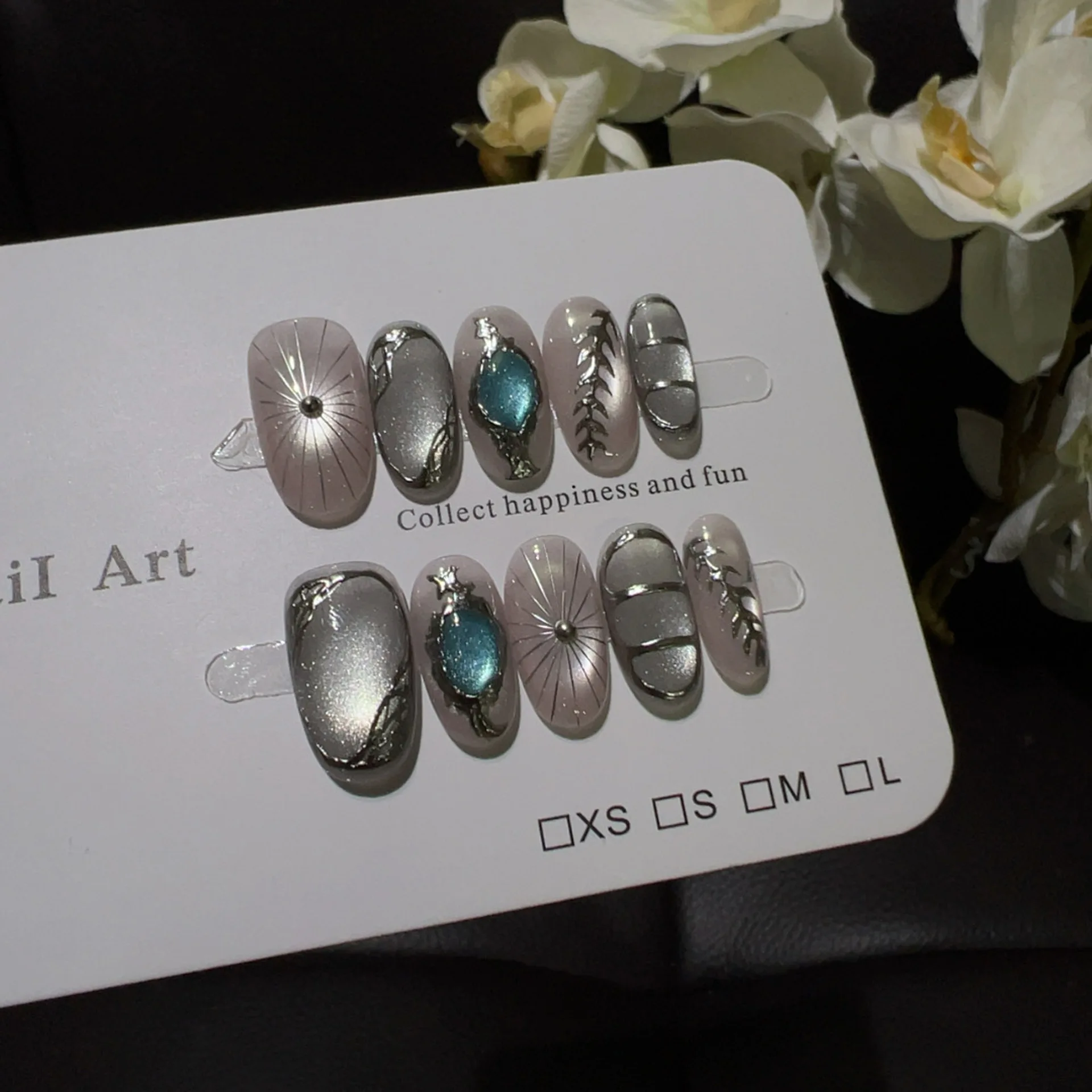 10 ชิ้น เล็บปลอมแบบกดติดทำมือ  - Nail Art Full Cat Eye บทวิจารณ์และราคา