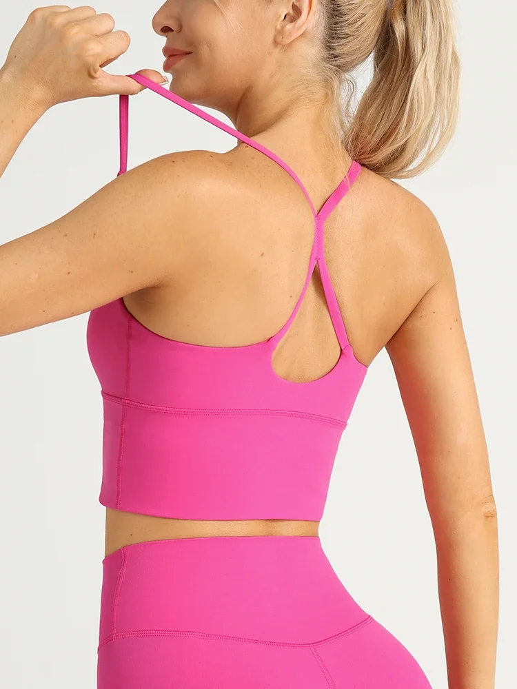 Sexy Women's High Elasticity Sports Bra High Intensity Cross Straps Shockproof Comfortable Running Fitness Cycling Pilates Vest