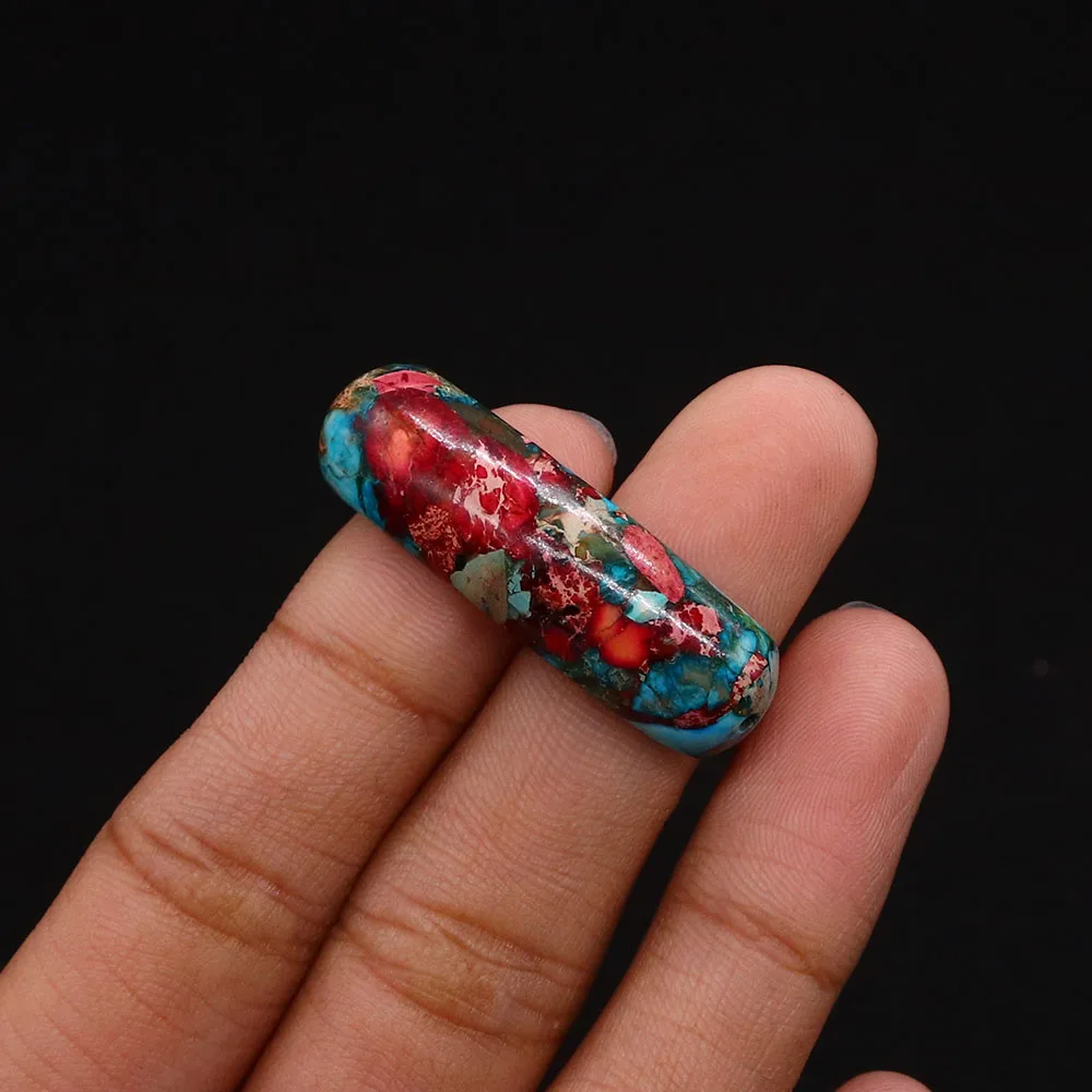 2pcs 10x36mm Minimalist Creative Natural Imperial Stone Colorful Bracelet Bridge Game Jewelry Material Accessory Decoration