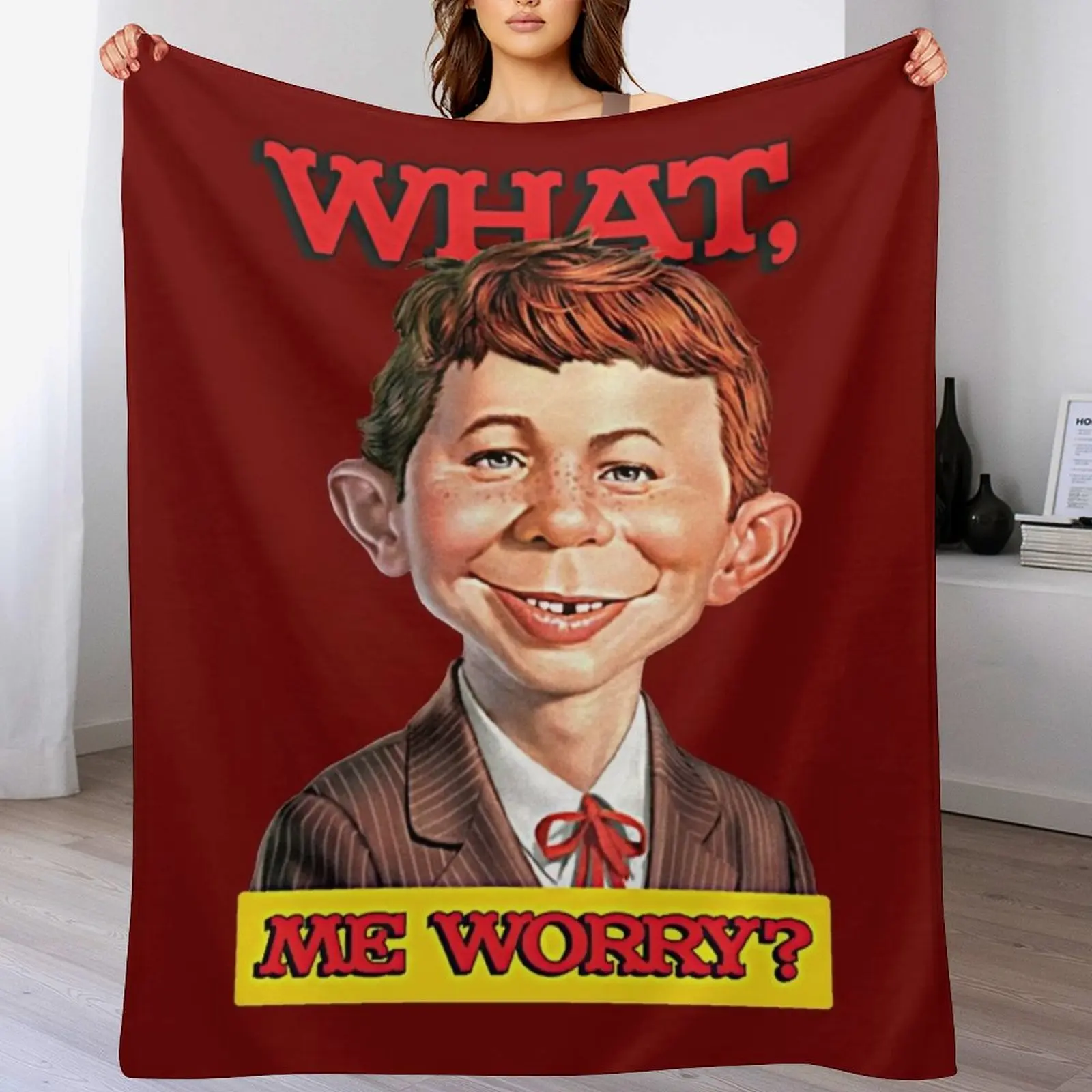 What, me worry? - Alfred Neuman v1 Throw Blanket Designers Decorative Beds Blankets