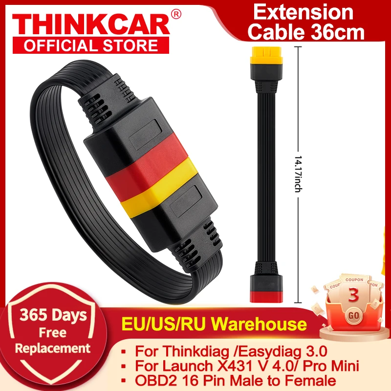Obdii تمديد كابل 16 دبوس ذكر إلى أنثى ل thinkdiag Easydiag BD2 موصل 16Pin أداة تشخيصية ELM327 Obd2 كابل