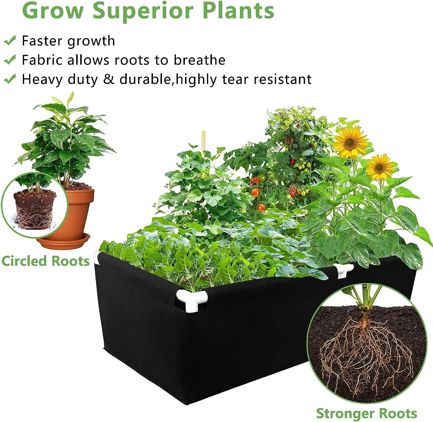 Garden Felt Divided Planting Bed Felt Grow Bag Planter Pot Square Planting Container for Plants,Flowers,Vegetables