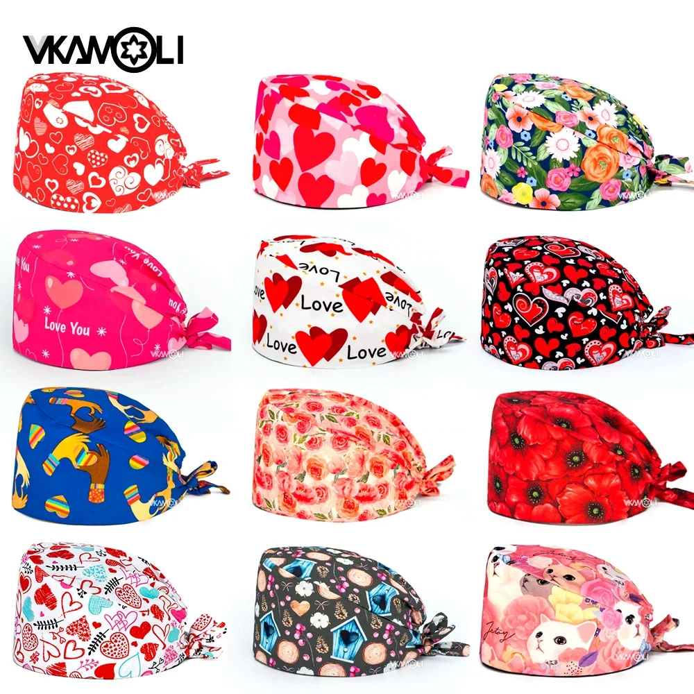 Love Pattern Series Printing scrub cap gorros enfermeria mujer veterinary Dental and Pediatric Pharmacy scrub hat surgery cap