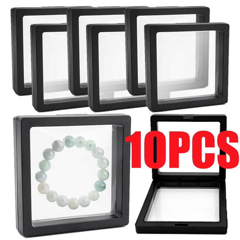 صندوق تخزين المجوهرات أداة عرض عائمة شفافة التعبئة والتغليف حلقة قلادة عملة صندوق تخزين قابل للجمع مجوهرات اكسسوارات #1