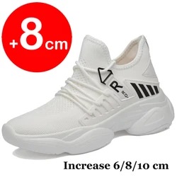 Men's Elevator Shoes Breathable Sneakers Hidden Heels 8CM 6CM Optional Heels Height Increasing sports Taller Shoes for man