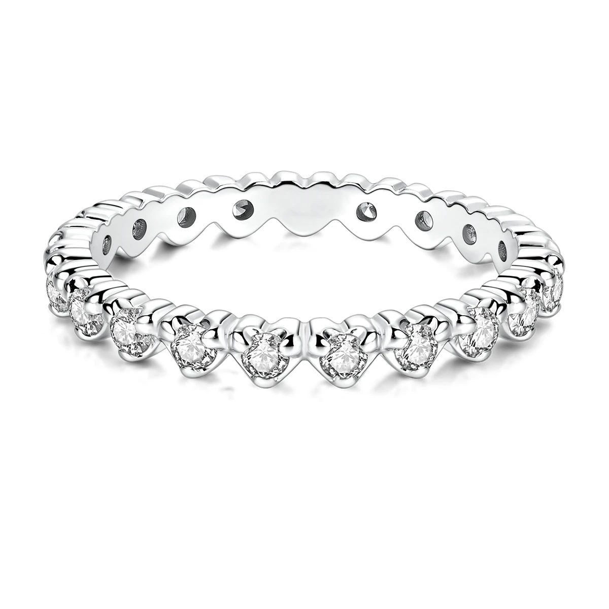 Original 925 Sterling Silver Sparkling Cubic Heart Ring with Stones For Women Girls Jewelry Birthday Anniversary Gifts