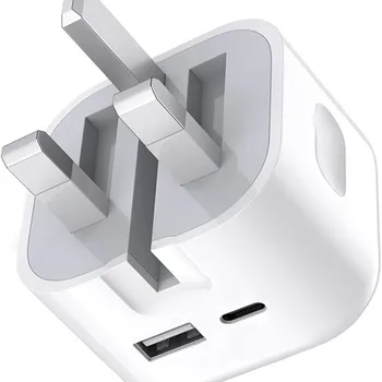 고속 충전 듀얼 포트 USB C 타입 PD 벽 충전기, 휴대용 전원 어댑터, 영국 GB 플러그, 아이폰 삼성 S23 S24 화웨이 Htc lg