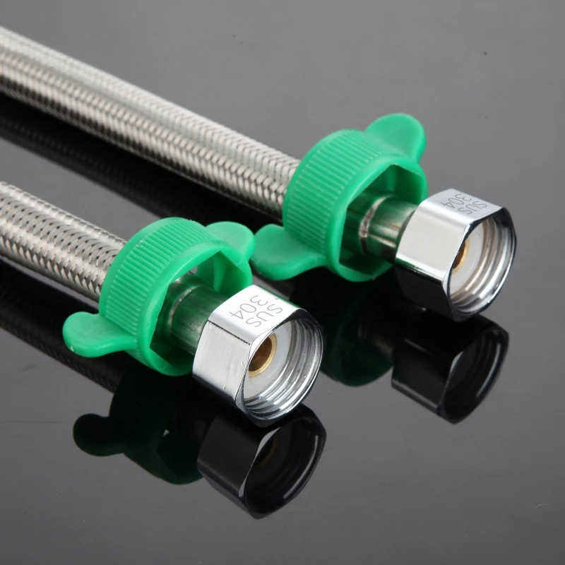 Selang air panas dan dingin baja tahan karat 304 anyaman logam ulir 1/2, pipa penghubung tahan ledakan tekanan tinggi