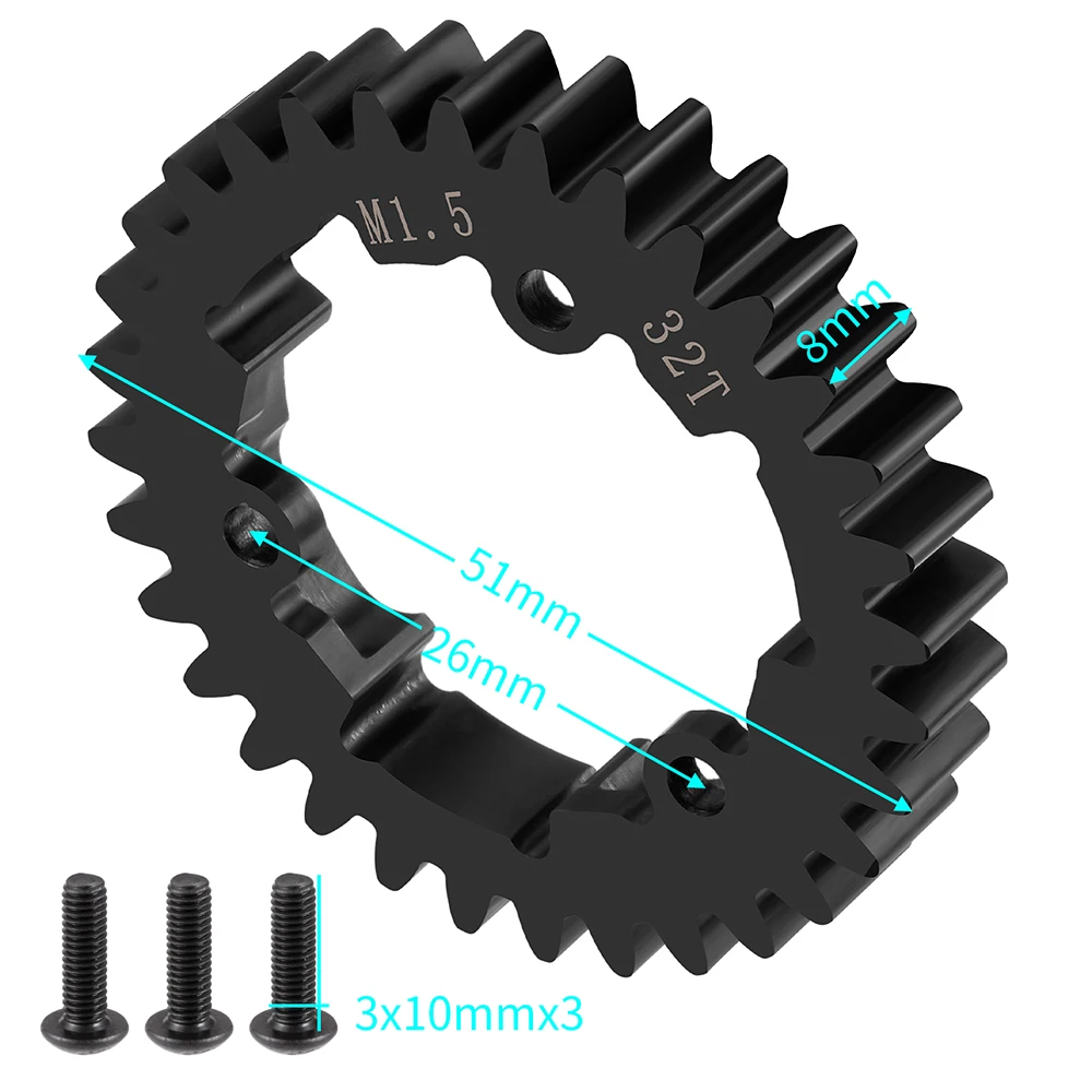 YEAHRUN 32T M1.5 Tandwiel voor 1/5 X-MAXX 1/10 E-Revo 2.0 RC Auto Hoofdtandwiel Upgrade Onderdelen