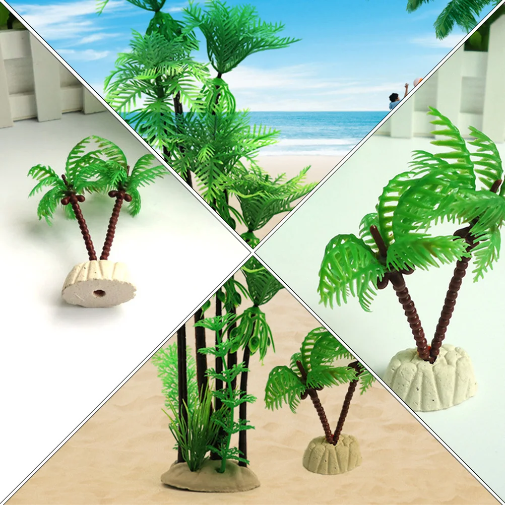 

12Pcs Emulation Coconut Tree Aquarium Decoration Mini Fish Tank Ornament Resin Landscape Decor Natural Lifelike Artificial