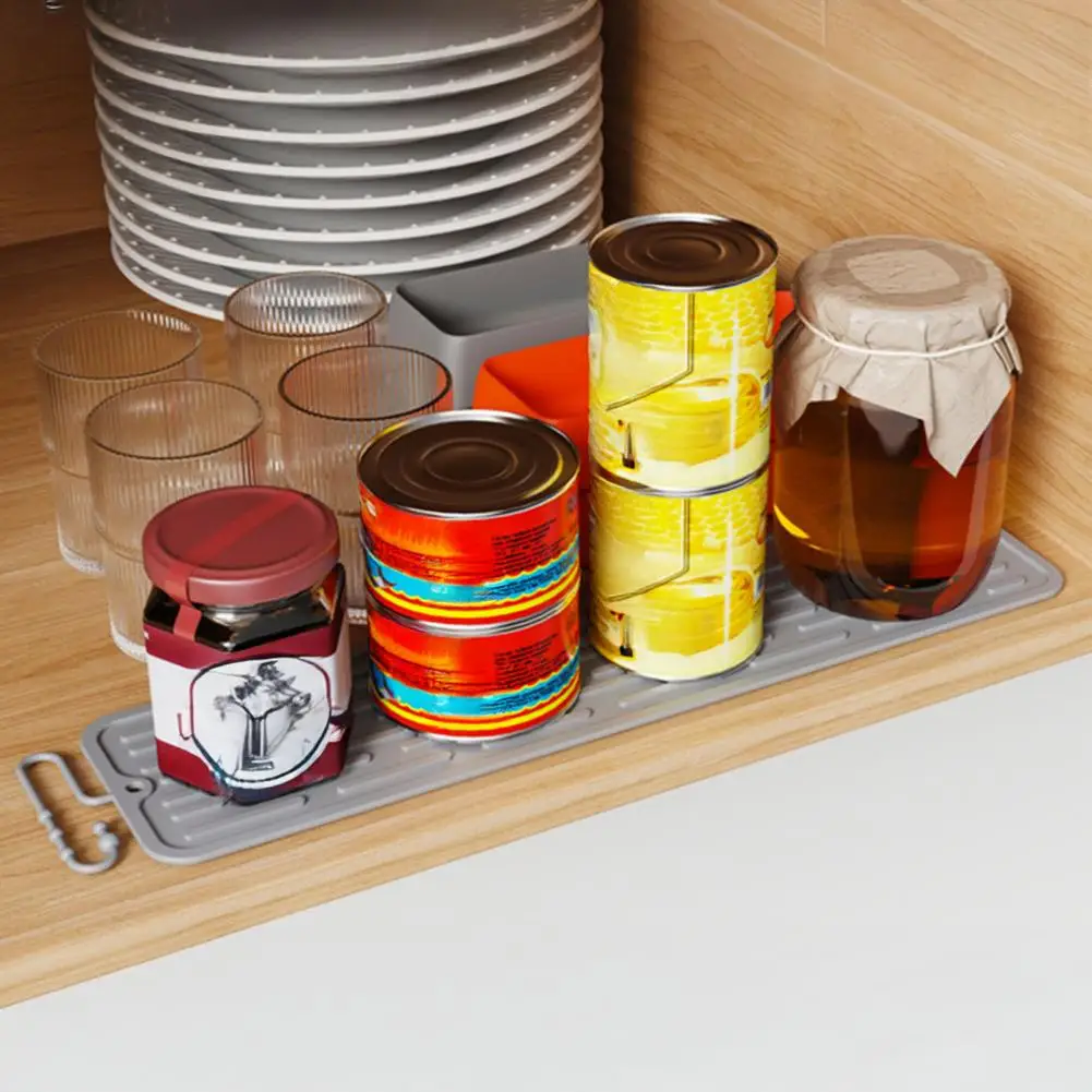 Kitchen Countertop Protector Long Narrow Silicone Dish Drying Mat Heat Resistant Non-slip Sink Organizer Foldable for Kitchen