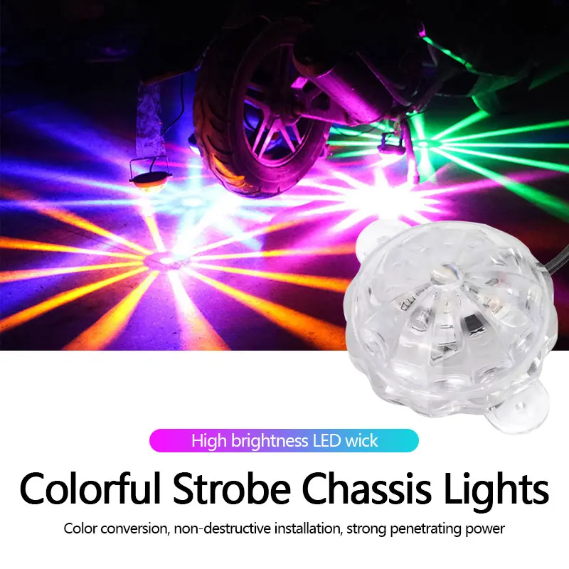 1/2pcs Motorcycle LED Chassis Light Strobe Flash RGB Atmosphere Lamp Motorbike Underglow Decorative Light For Motorcycle DC12V