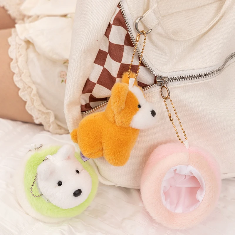 Le joli jouet de poupée en peluche de lit de chiot avec un motif cocker épagneul, un peluche douce pour chiens, un pendentif porte-clés pour sacs à dos, un