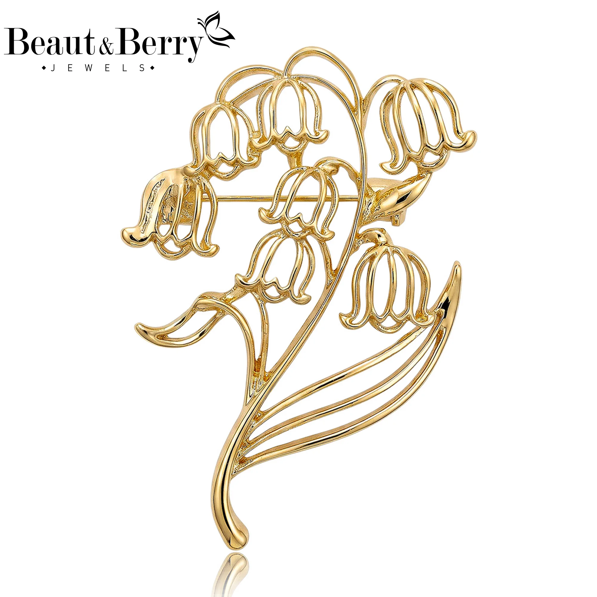 Beaut&Berry Trendy Openwork Campanula Brooches for Women Unisex Plant Pins Casual Party Jewelry Accessories Gifts Decoration