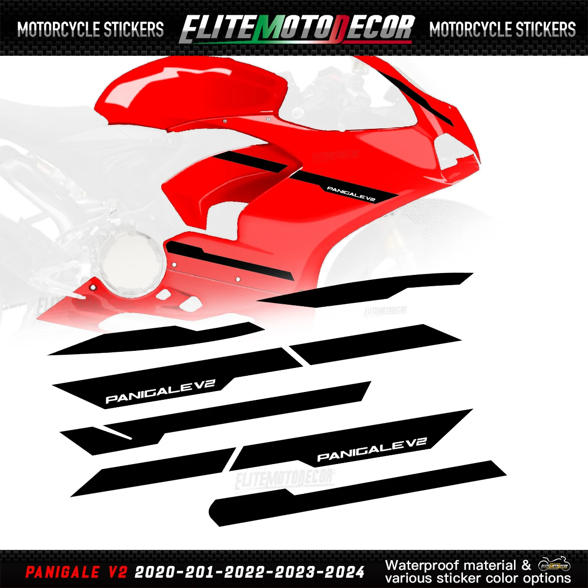 Motorcycle Body Stripes Decals Stickers Set for Ducati Panigale V2 2020-2021-2022-2023-2024 Waterproof Graphic Kit