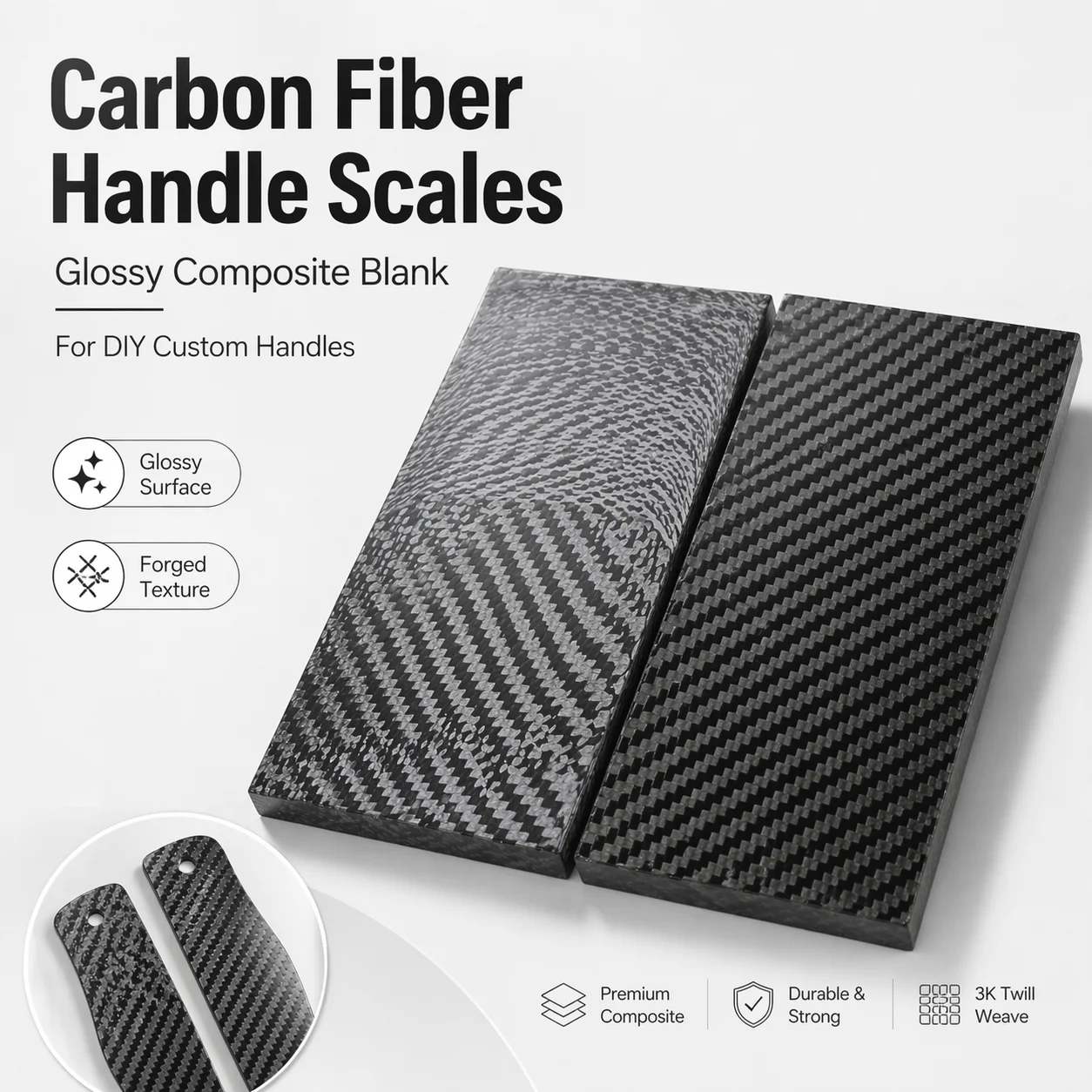 

Carbon Fiber Knife Handle Scales Glossy Composite Sheet Blank for DIY Custom Handles
