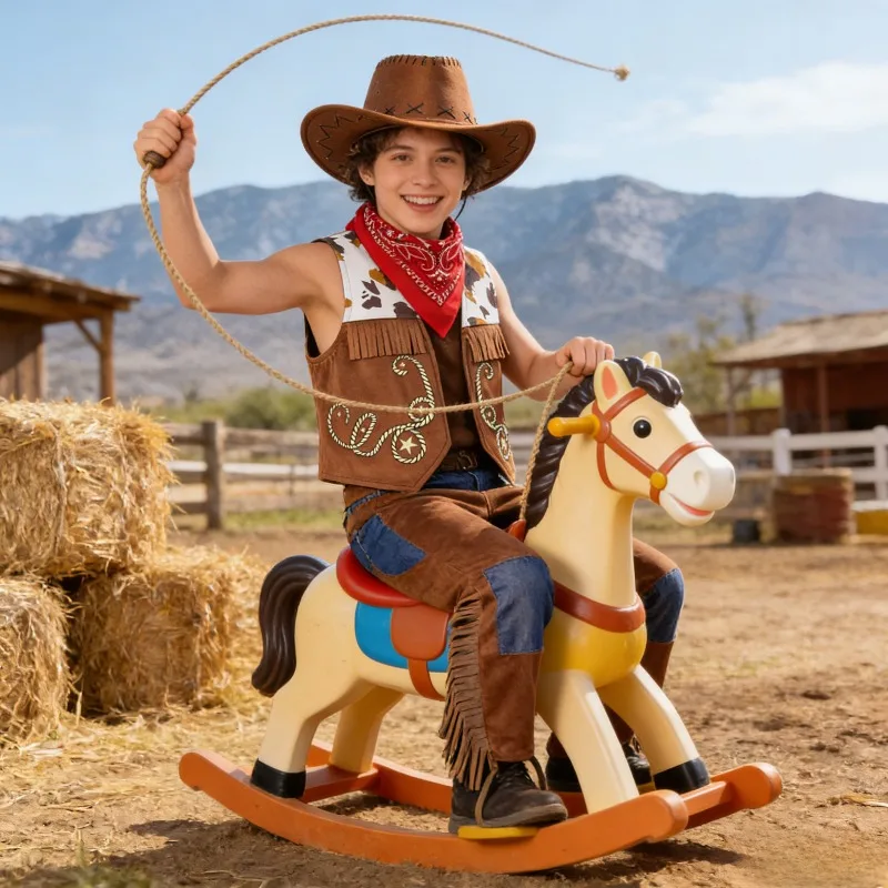 

Kids Costume Set for Boys - Western Sheriff Outfit with Vest & Hat for Halloween Party & Dress Up