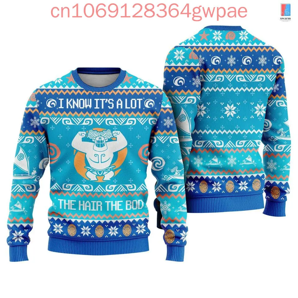 Disney Moana Cute Christmas Sweater Men's Women's 3d Print Ugly Sweater Casual Cartoon Sweatshirt Christmas Sweater