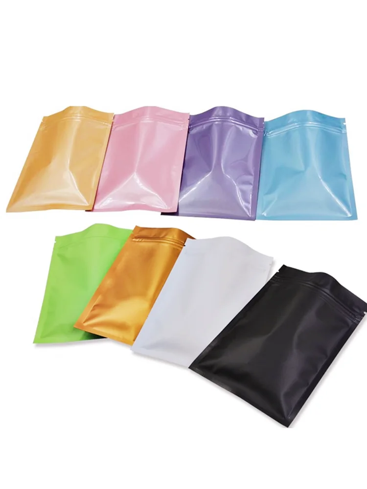 20 sztuk/partia perłowo-różowa Mini torba do przechowywania biżuterii zamek błyskawiczny 7*10cm matowe czarne aluminiowe woreczki na zamek błyskawiczny do pakowania małych przedmiotów/pierścionków — zdjęcie 2