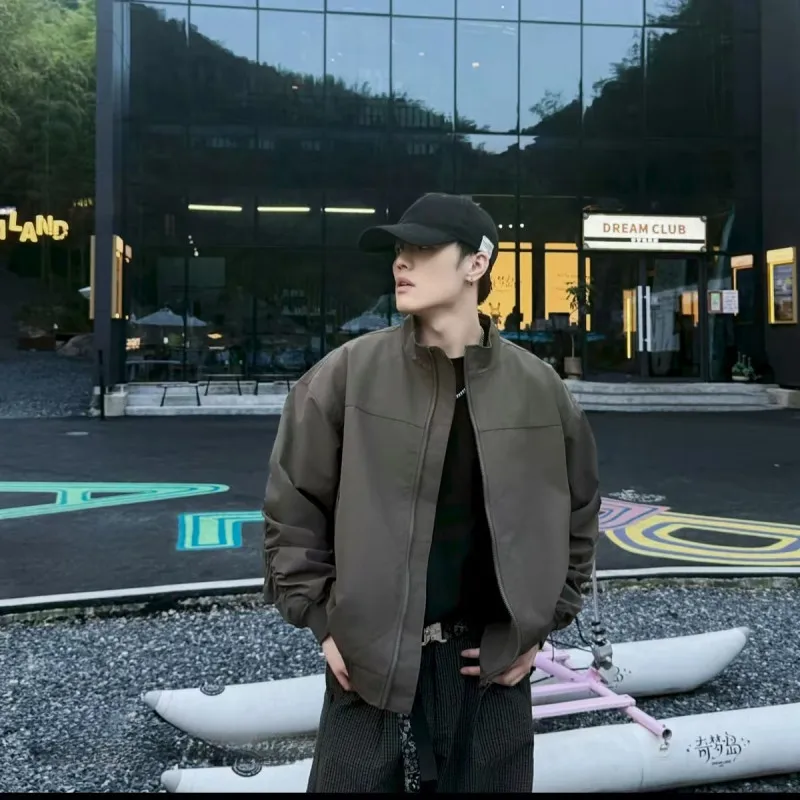 

American Sle Autumn Jaet Футболка с воротником-стойкой Повседневная цветная мужская уличная спецодежда в стиле ретро Универсальная летная одежда ...