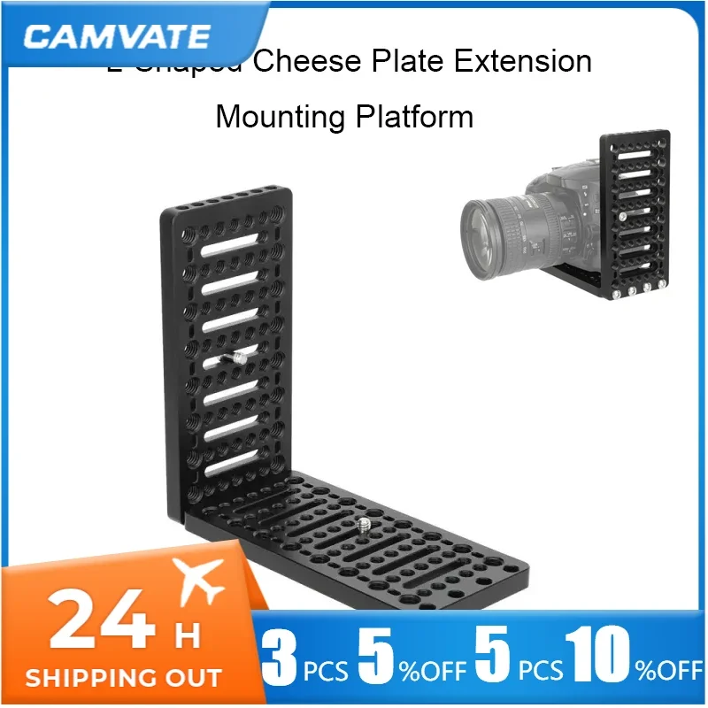 CAMVATE L-Shaped Cheese Plate Extension Mounting Platform with ARRI Accessory Mounts For Camera Plate L Baseplate Bracket