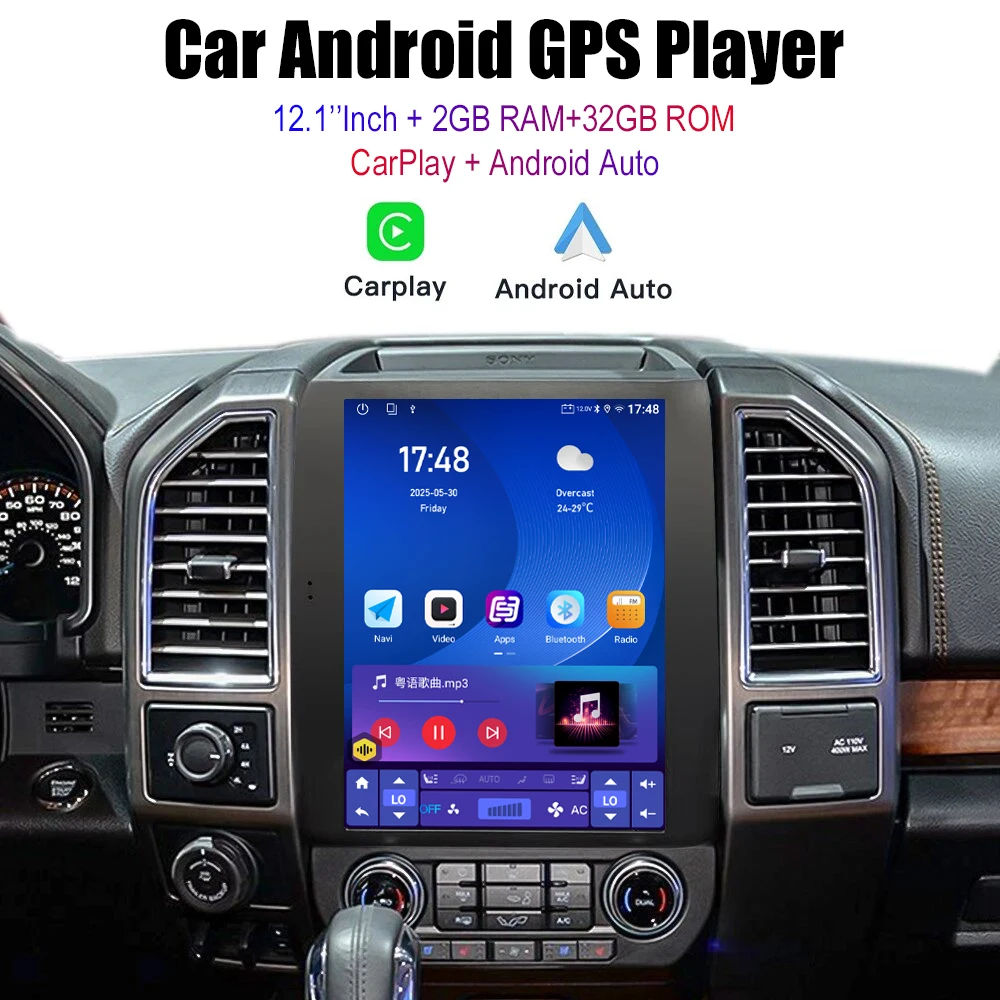 12.1“Android 14 Auto Multimedia For Ford F150 F250 F350 F550 Car GPS Navigation Player Video Tesla Style BT WIFI Radio Stereo