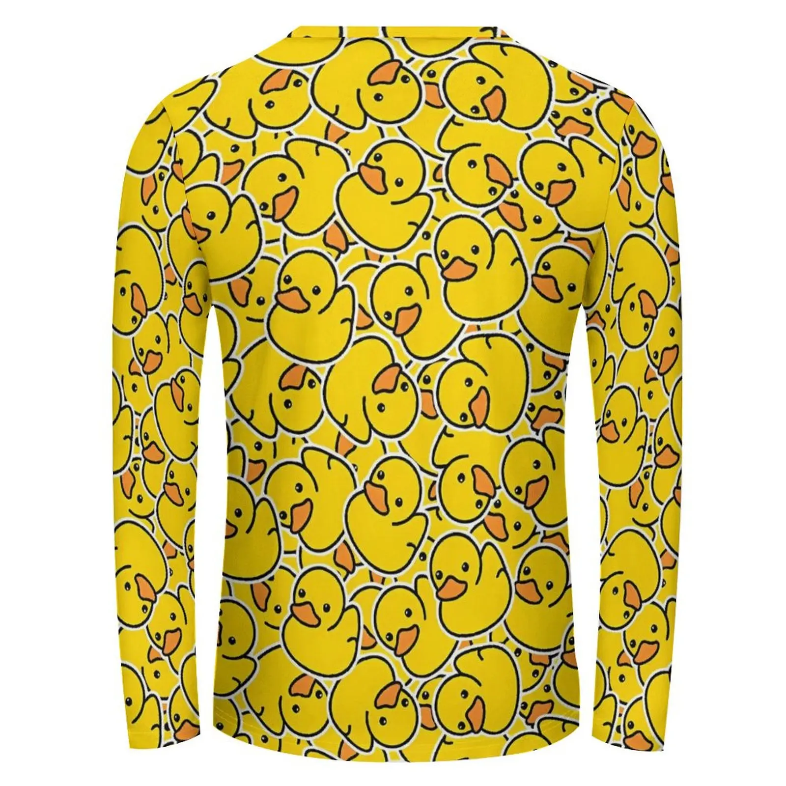 Autumn Breathable Loose Men\'s/Women\'s Fashion Casual Cartoon Yellow Duck Irregular Print Solid Color Hoodie Long Sleeve T-Shirt