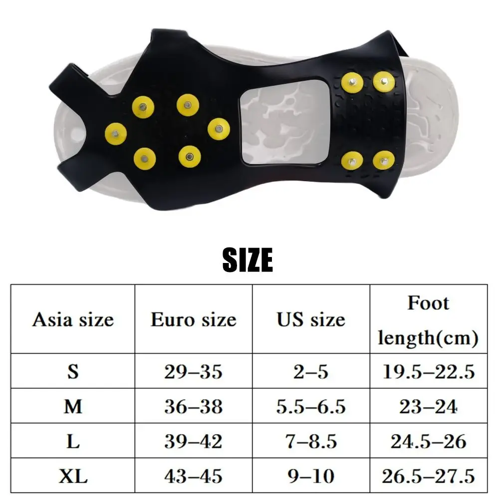 PE Anti-Skid Ice Gripper Safety Tool 10 Studs M L Ice Snow Shoes Spikes Wear-resistant Anti Slip Crampons Winter