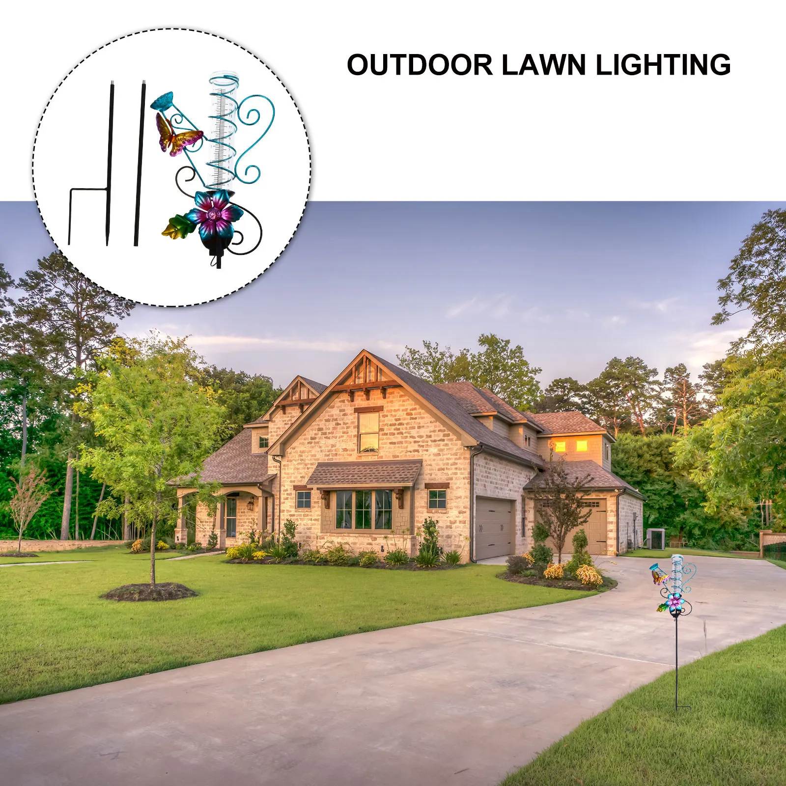 

1Pc Solar Powered Iron Butterfly Outdoor Light Rain Gauge Lamp for Courtyard Decoration