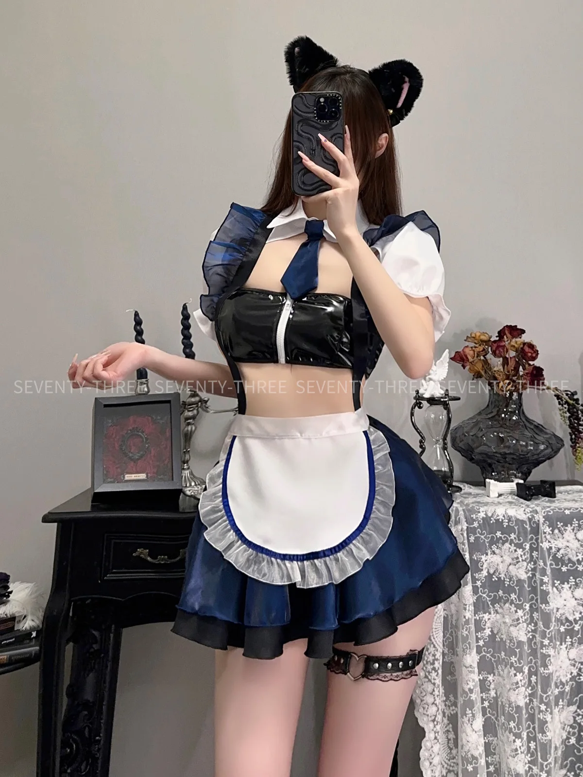 

Japanese Anime Lolita Girl Waiter Maid Uniform Clothes Cosplay Clothes Costume