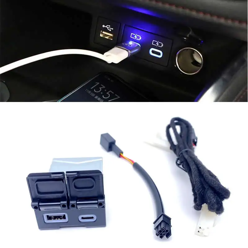 Car USB Type-C Quick Charger For Toyota Sienna Camry Highlander Corolla RAV4 Land Cruiser Prado Yaris Sienna Quick charge 60w